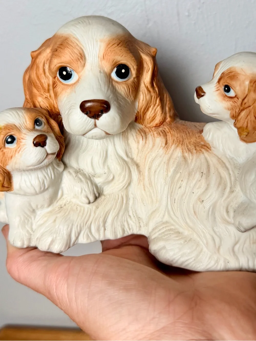 Vintage HOMCO Cocker Spaniel Family Figurine | in White and Tan
